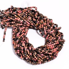 Natural Rhodonite Gemstone Round Shape Smooth Beads 4X4.5 mm Strand 15" UGB609