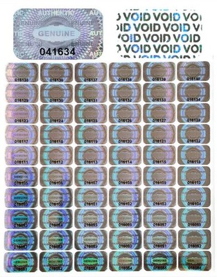 Holographic Tamper Evident Stickers W/ Serial # GENUINE & VOID - U pick Quantity