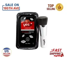 Yes To Tomatoes 🖤Charcoal Mask Bar with Brush 2oz Detoxifying Clean Face Care