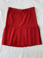 Women  s Vintage Red Wool Pleated Skirt, Size 4