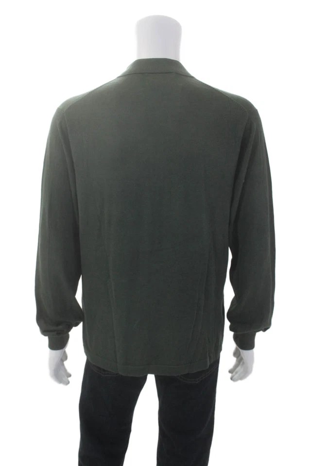 Camisa Jhane Barnes Para Hombres Seda Manga Larga Cuello en V Botón Tejida Verde Talla M Foto 3 de 4