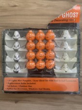 Vintage Mini Pumpkin Scary Ghost Jack O Lantern Halloween Blow Mold New