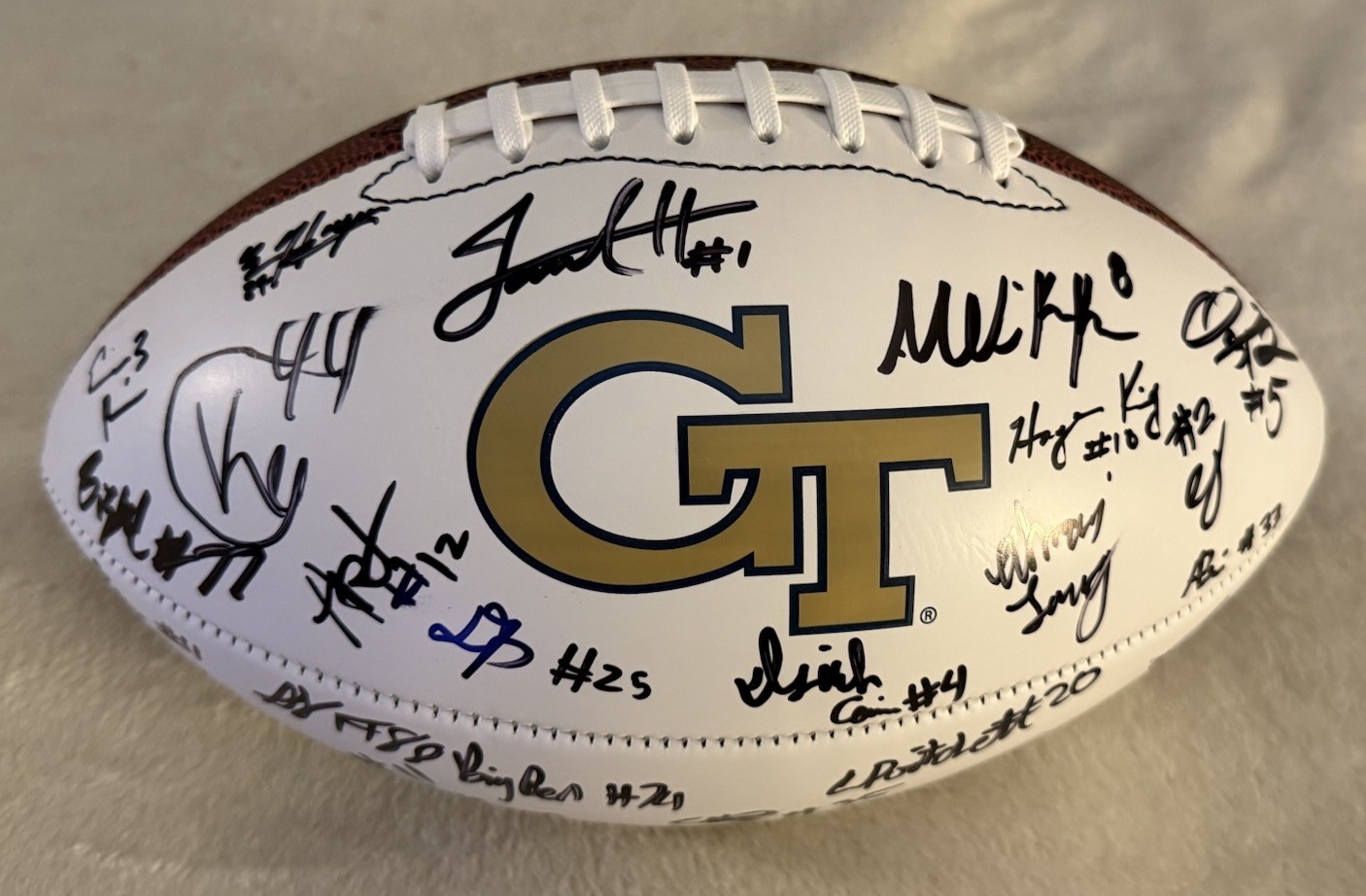 2025 GEORGIA TECH YELLOW JACKETS TEAM SIGNED LOGO FOOTBALL W/COA HAYNES KING