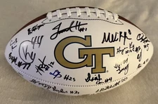 2025 GEORGIA TECH YELLOW JACKETS TEAM SIGNED LOGO FOOTBALL W/COA HAYNES KING
