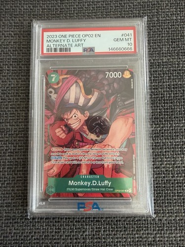 2023 ONE PIECE OP02-PARAMOUNT WAR ALTERNATE ART #041 MONKEY D. LUFFY PSA 10