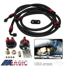 An8 Oil Cooler Filter Relocation Adapter M201.5 Nylon Braided Oil Line Kit