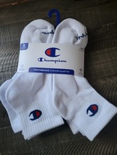 Champion Mens Quarter Ankle Multi SporSocks 6 Prs Athleticwear Size 6-12 White