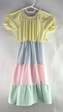 Vintage Nylon Nightgown Dress Tiered Short Sleeve Girls Size 2/3