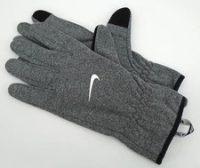 Nike Therma-Fit Fleece Gloves Men's Large Running Touch Screen Grey/White/Black