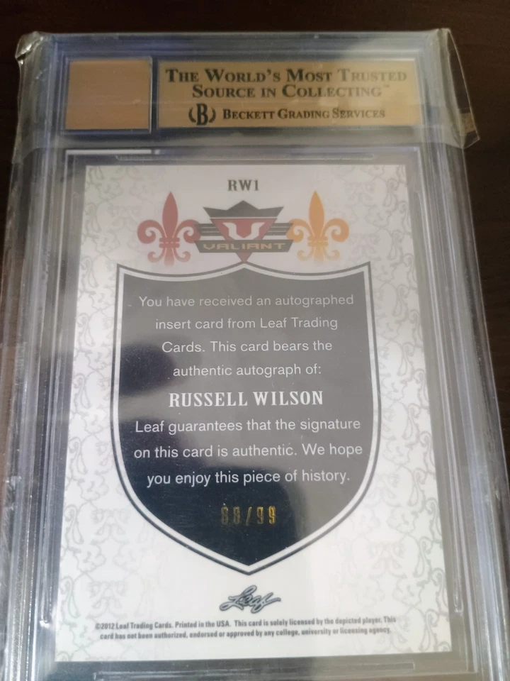 Leaf Valiant Russell Wilson 2012 azul automático BGS 9,5 10 automático Foto 2 de 2