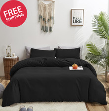 Black Comforter Queen Fluffy Bedding Set Solid Dark Color Soft Durable Queen Bla