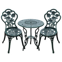 Outsunny 3 Pieces Bistro Set Furniture Garden Balcony Table 2 Chairs Green