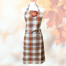 Fall Plaid Chef Apron Autumn Skies Cotton Thanksgiving Unisex
