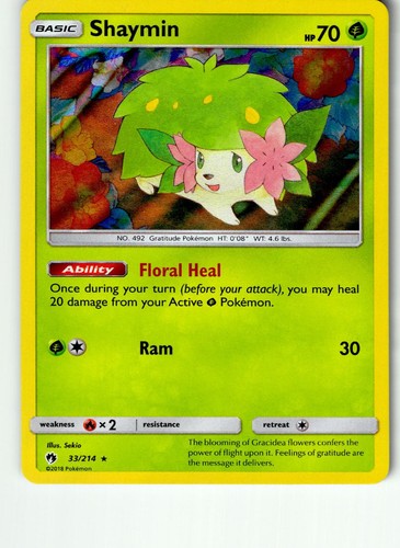 Shaymin 33/214 Holo Rare Lost Thunder Pokemon Lightly Played