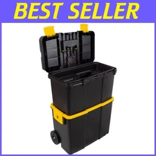 Rolling Tool Cart - Compact Tool Chest with Fold-Down Handle