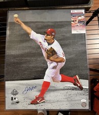 Joe Blanton Signed 2008 World Series Phillies 16*20 Pitching Photo JSA READ!!