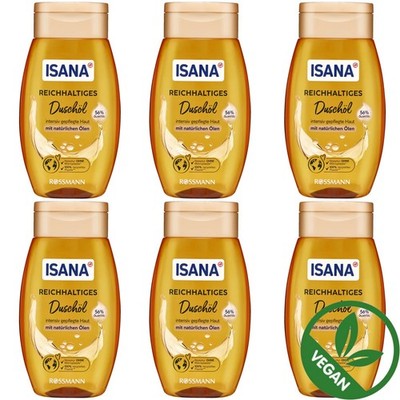 6 x 250 ml | Isana Reichhaltiges Duschöl intensive gepflegte Haut Vegan