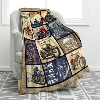 Motorcycle Soft Fleece Throw Blanket Home Bedroom Living Room 50x60 Inch