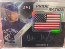 2019 UPPER DECK SPX #PNA-QH QUINN HUGHES PRIDE OF A NATION ROOKIE PATCH AUTO /49