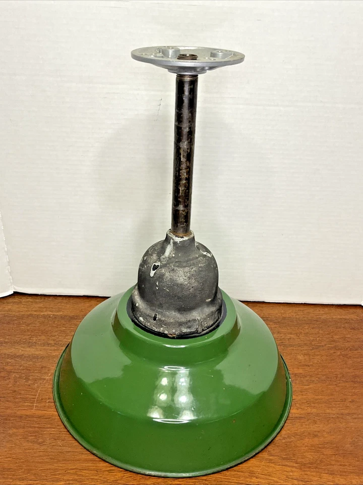 Green 12" Porcelain Enamel Lamp Shade Light w Crouse Hinds Coundulet Fixture - Image 4 of 4