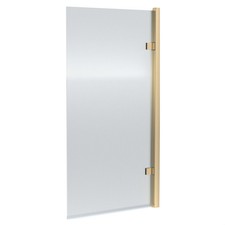 Balterley 8mm Glass Square Hinged Fluted Bath Screen 1520x830x24mm Brushed Brass