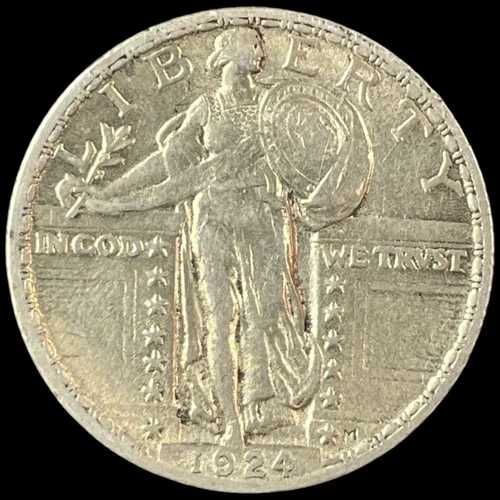 1924 Standing Liberty Quarter FANTASTIC AU Full Date 1924-P SLQ