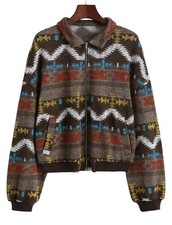 Retro Jacke Damen Aztec Muster Zip Pullover G...
