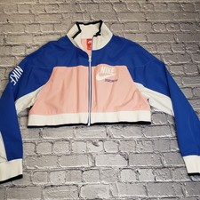 Nike Jacket Women s Crop Pink Blue Full Zip Sz Medium