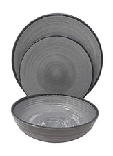  12 Piece Modern Melamine Heavyweight Plastic Dinnerware Set () Gray