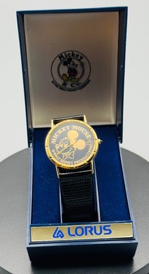 Disney Lorus Mickey Mouse Walt Disney Productions 1980s Coin Edge Watch NOS Box