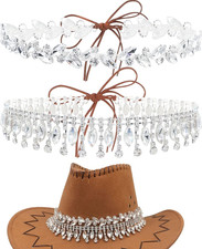 2 Pcs Rhinestone Cowboy Hat Bands Bling Western..