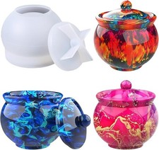 Jar Resin Molds Silicone, Large Jars Silicone Molds with Lid for Epoxy Resin Cas