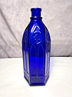 Antique Cobalt Blue Carter's Cathedral Glass Ink Bottle Quart SI 83