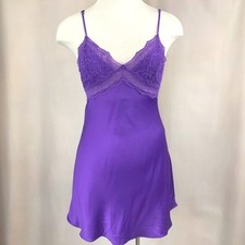 VICTORIA'S SECRET Purple Chemise S Open Back Lace Satin Tie Ballet Fairy Swan