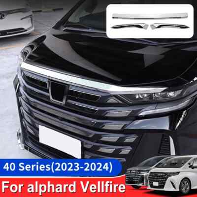 For 24-25 Toyota Alphard Vellfire 40 Series Hood Chrome Trim Strip Accessories