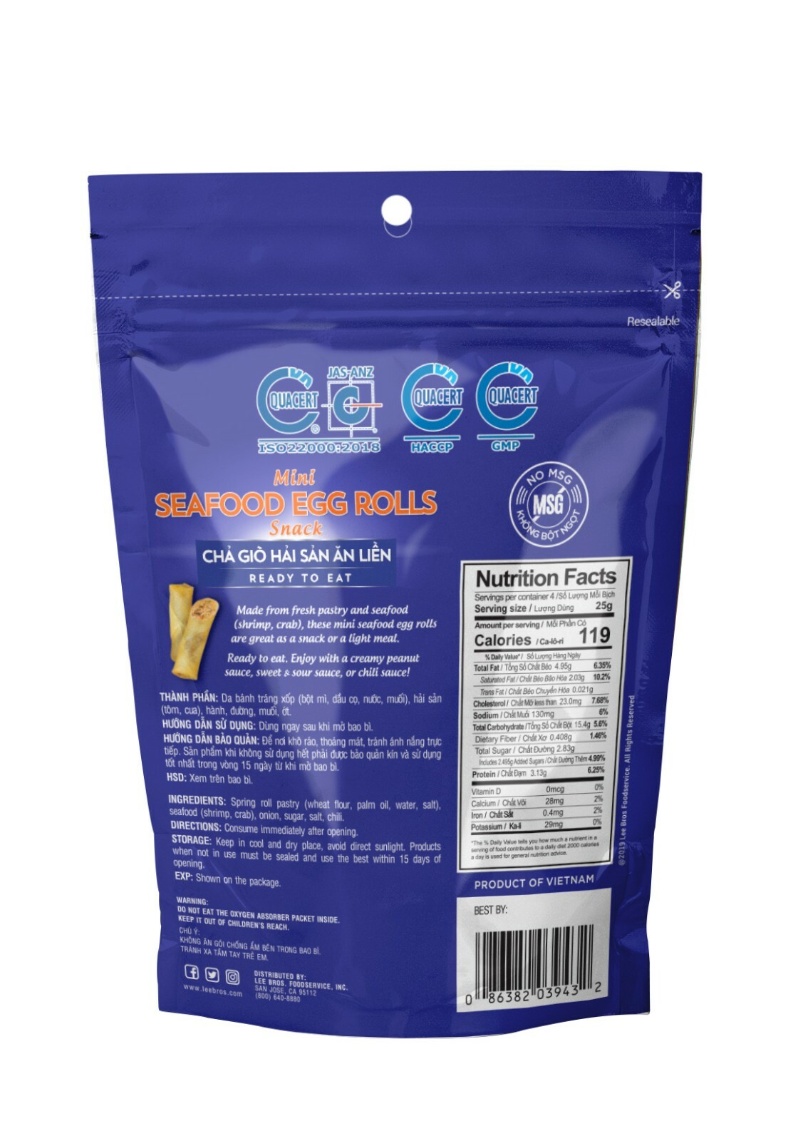 Image 2 - Saigon-Mini-Seafood-Egg-Roll-Snacks-Ready-to-Eat-CHA-GIO-AN-LIEN-114G-NO-MSG