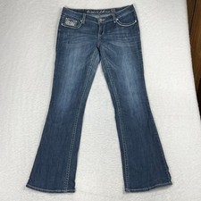 Grace in LA Jeans Low Women Sz 30 35x32 Bootcut Embroidered Thick Stich Flare