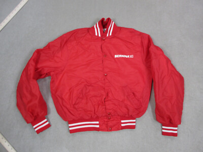 VINTAGE Holloway Jacket Mens Large Red Bomber Satin Snap Up Lined Coat USA  Made