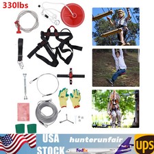 160Ft Zip Line Kit Adult up to 330Lb with galvanized iron Zipling