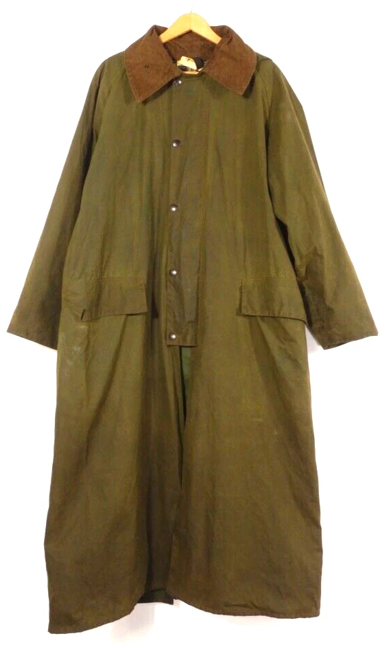 Vintage Barbour Green Burghley A160 Waxed Jacket Duster Coat Size 40