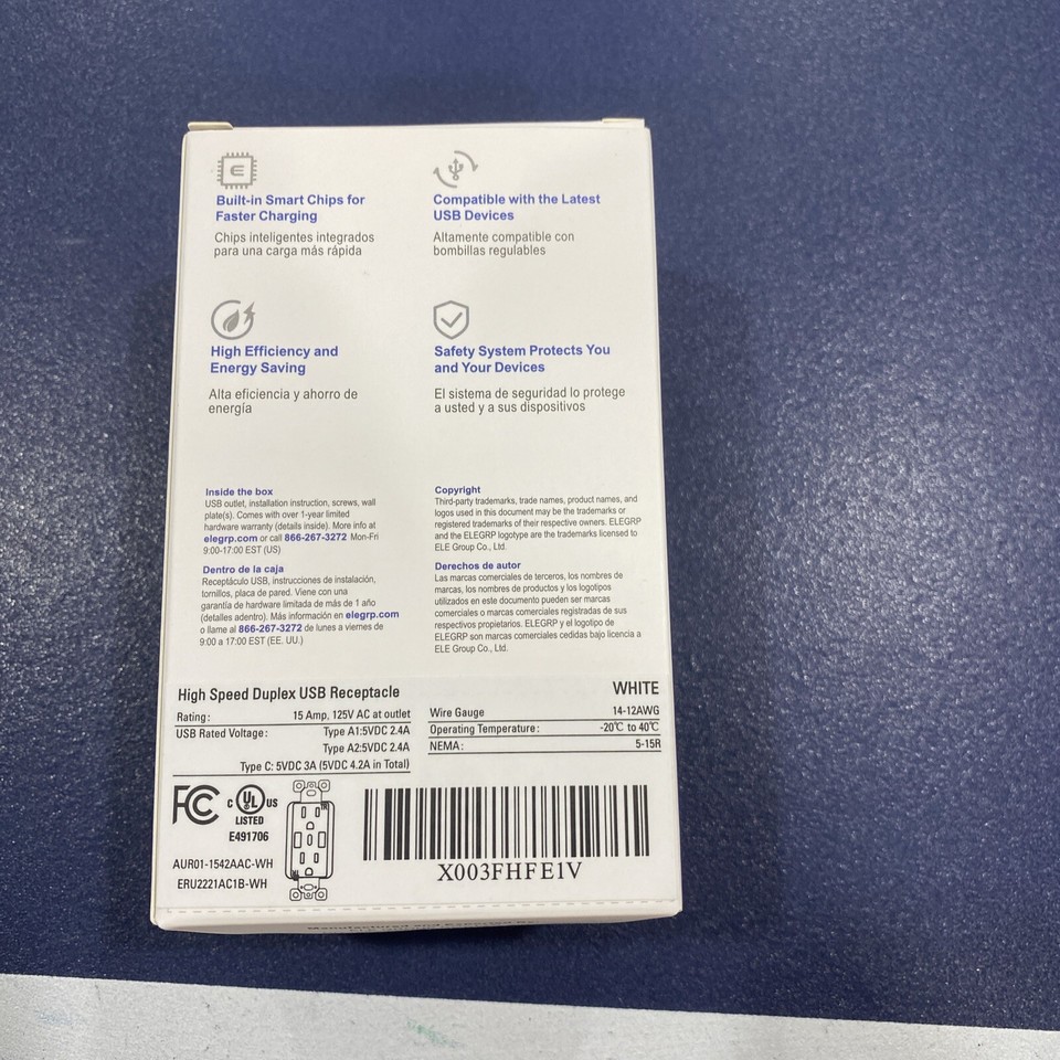 ELEGRP USB Outlets Receptacles USB and USBC Port Wall Outlet Wiring