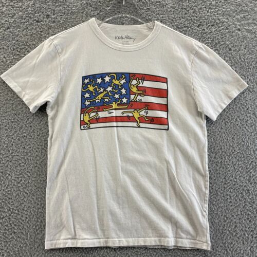 Keith Haring American Flag T Shirt Size XS Beige … - image 1