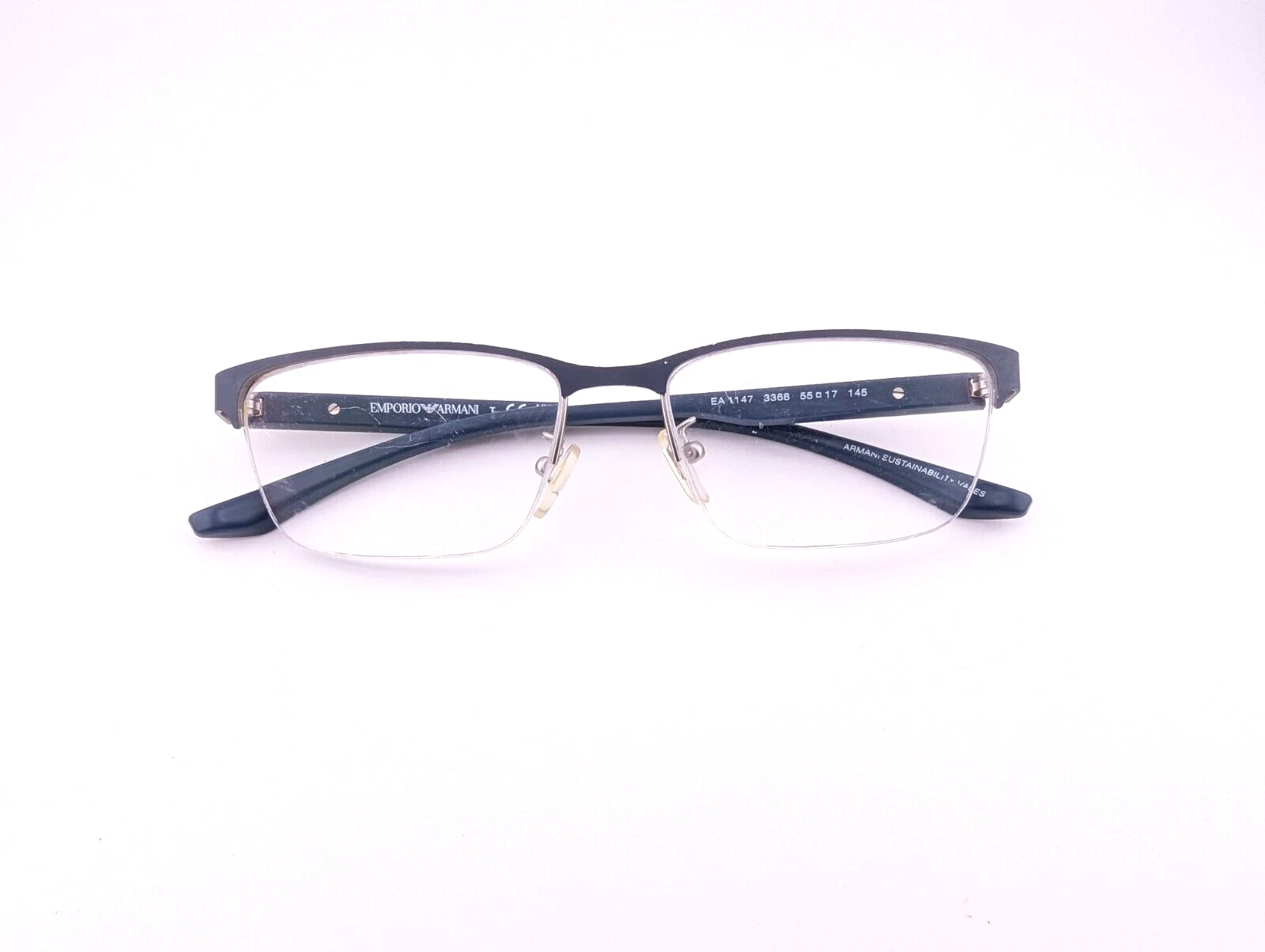 Emporio Armani Eyeglasses  Frames Only  EA 1147 3368  55 17 145  Slate Blue