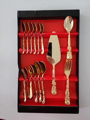 Golden Dessert Flatware From Germany Called Kaffeebesteck 15-TLG