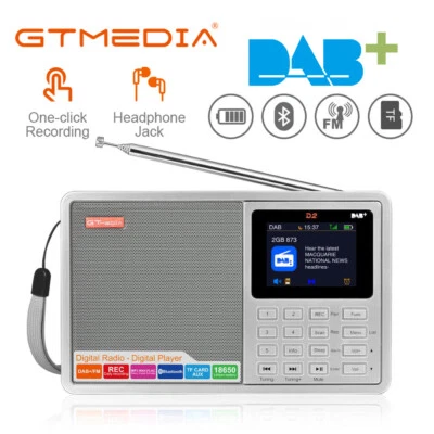 GT MEDIA Digital DAB+ FM Tragbarer Wecker Bluetooth Lautsprecher Musikbox mit Farbdisplay