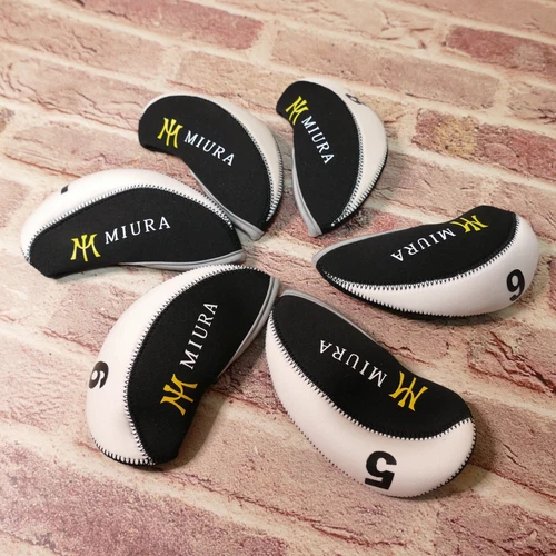 Golf Protective Iron Cover Miura White Black color 10 pieces Headcover One Set - Picture 4 of 13