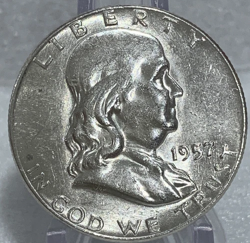 1957 Franklin Half Silver Dollar Gem BU++ Free Shipping With Five Items R