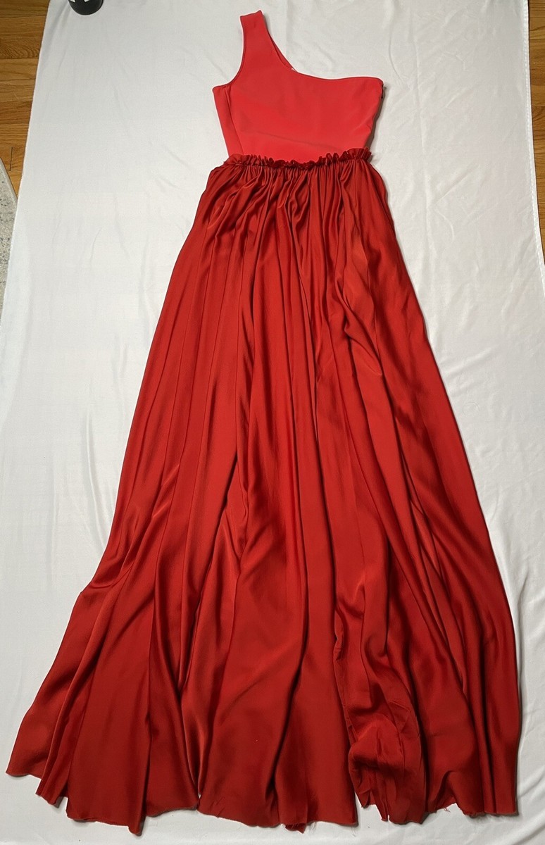 Lanvin Spring 2011 Red Silk One Shoulder Maxi Goddess Tribute Dress 36  Runway | eBay