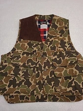 Redhead Bone Dry Vest Mens Extra Large Green Camo Corduroy Bird Hunt Game Pouch