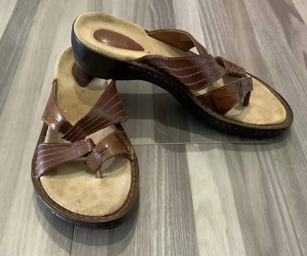 Clarks Artisan Collection Jill Brown Leather Open Toe Women's Sandals Size  7.5 M | eBay